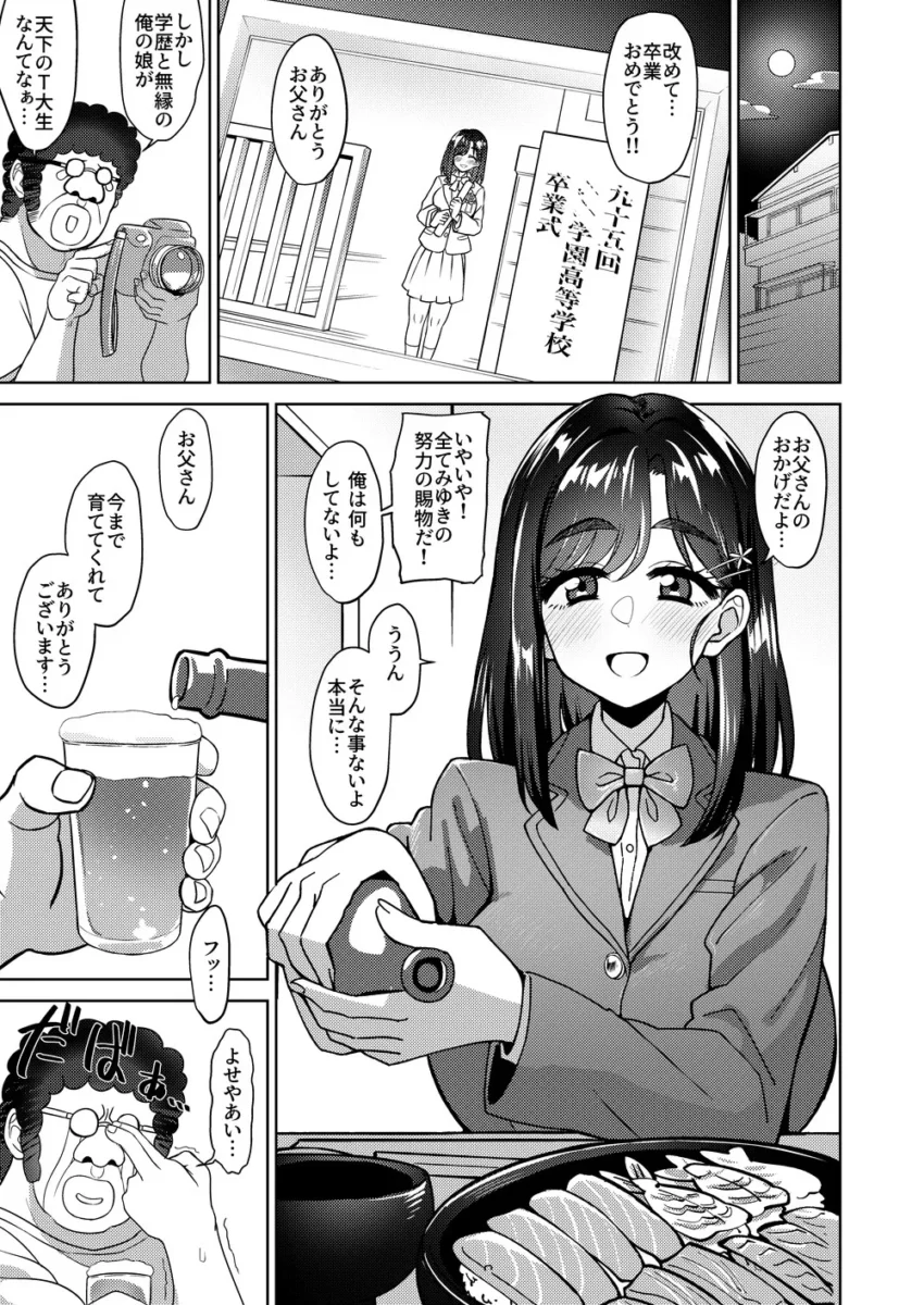 【エロ同人】男手ひとつで育て上げた容姿端麗×頭脳明晰×性欲激強などスケベ爆乳ファザコン娘と生ハメ中出し近親相姦しちゃう話【エロ漫画 無料】